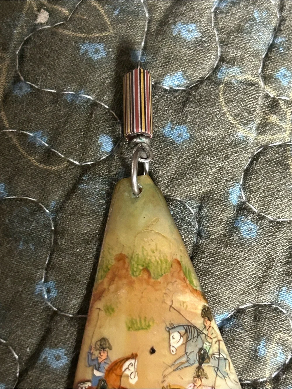 Vintage Hand-Painted Horse Pendant mother of pearl